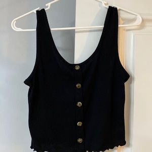BLACK BUTTON N UP TANK TOP